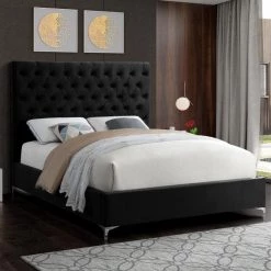 Meridian Furniture Bedroom Cruz Velvet Bed