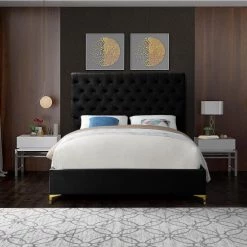Meridian Furniture Bedroom Cruz Velvet Bed