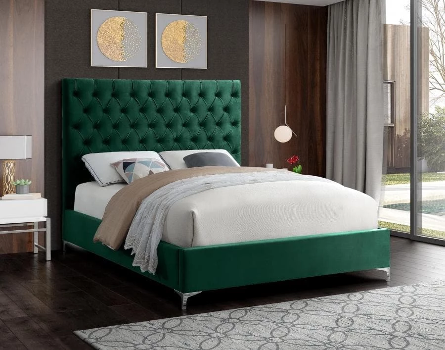 Meridian Furniture Bedroom Cruz Velvet Bed