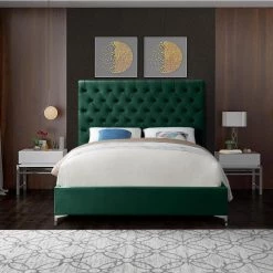 Meridian Furniture Bedroom Cruz Velvet Bed