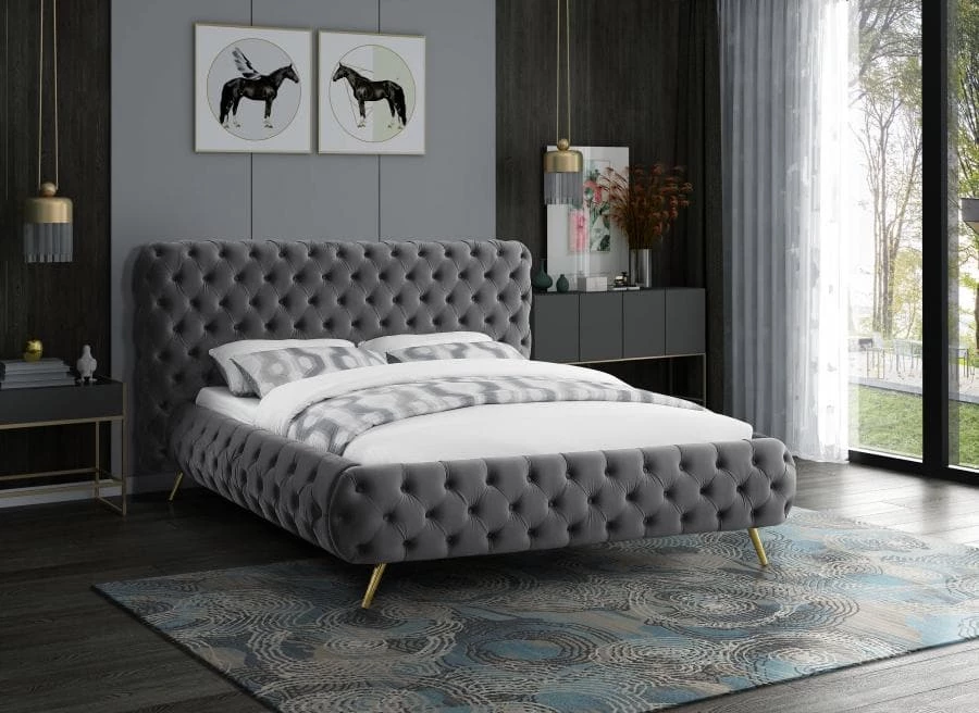Meridian Furniture Delano Velvet Bed