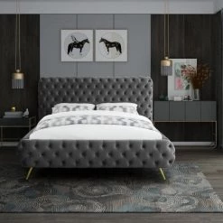 Meridian Furniture Delano Velvet Bed