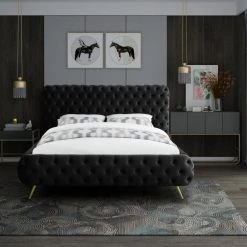 Meridian Furniture Delano Velvet Bed