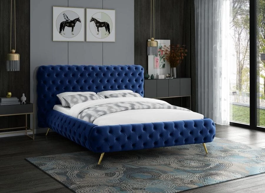 Meridian Furniture Delano Velvet Bed