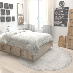 Uniqueloom Light Blue New Classical Round Rug Home Decor