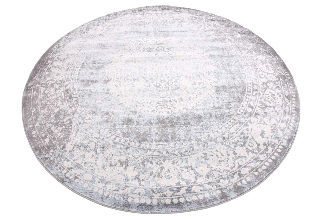 Uniqueloom Light Blue New Classical Round Rug Home Decor