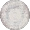 Uniqueloom Light Blue New Classical Round Rug Home Decor