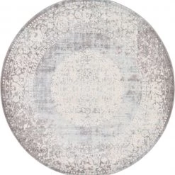 Uniqueloom Light Blue New Classical Round Rug Home Decor