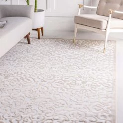 Uniqueloom Rushmore Rectangle Snow White Rug Home Decor