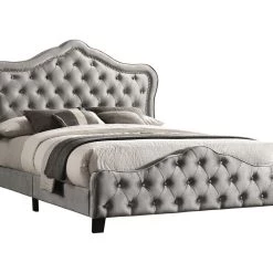 Coaster Bella Tufted Panel Bed Grey Bedroom