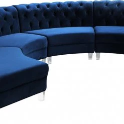 Meridian Furniture Anabella Modular 4 Piece Velvet Sectional Living Room