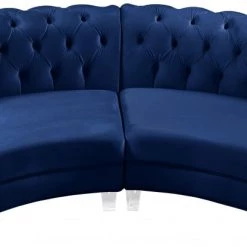 Meridian Furniture Anabella Modular 4 Piece Velvet Sectional Living Room