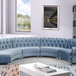 Meridian Furniture Anabella Modular 4 Piece Velvet Sectional Living Room