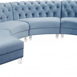 Meridian Furniture Anabella Modular 4 Piece Velvet Sectional Living Room