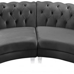 Meridian Furniture Anabella Modular 4 Piece Velvet Sectional Living Room