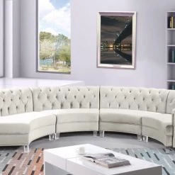 Meridian Furniture Anabella Modular 4 Piece Velvet Sectional Living Room