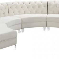 Meridian Furniture Anabella Modular 4 Piece Velvet Sectional Living Room