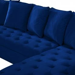 Meridian Furniture Living Room Presley 3 Piece Velvet Sectional