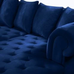 Meridian Furniture Living Room Presley 3 Piece Velvet Sectional