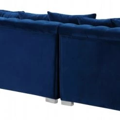 Meridian Furniture Living Room Presley 3 Piece Velvet Sectional