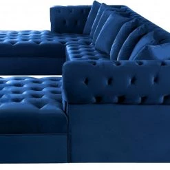 Meridian Furniture Living Room Presley 3 Piece Velvet Sectional