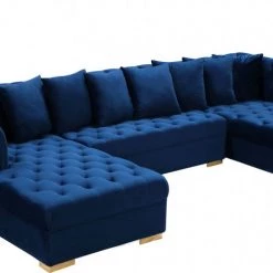 Meridian Furniture Living Room Presley 3 Piece Velvet Sectional