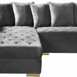 Meridian Furniture Living Room Presley 3 Piece Velvet Sectional