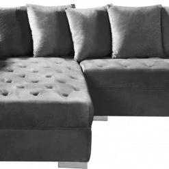 Meridian Furniture Living Room Presley 3 Piece Velvet Sectional