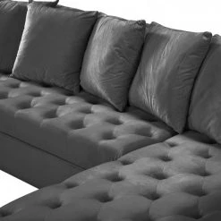 Meridian Furniture Living Room Presley 3 Piece Velvet Sectional