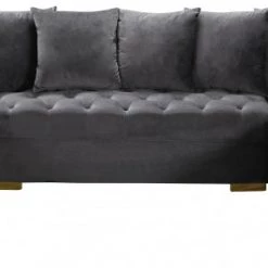 Meridian Furniture Living Room Presley 3 Piece Velvet Sectional