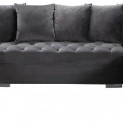 Meridian Furniture Living Room Presley 3 Piece Velvet Sectional