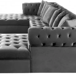 Meridian Furniture Living Room Presley 3 Piece Velvet Sectional