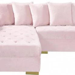 Meridian Furniture Living Room Presley 3 Piece Velvet Sectional