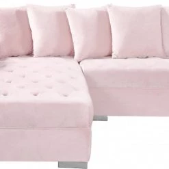 Meridian Furniture Living Room Presley 3 Piece Velvet Sectional