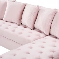 Meridian Furniture Living Room Presley 3 Piece Velvet Sectional