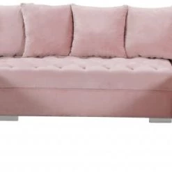 Meridian Furniture Living Room Presley 3 Piece Velvet Sectional