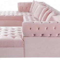 Meridian Furniture Living Room Presley 3 Piece Velvet Sectional