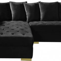 Meridian Furniture Living Room Presley 3 Piece Velvet Sectional