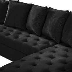 Meridian Furniture Living Room Presley 3 Piece Velvet Sectional