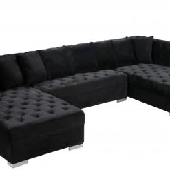 Meridian Furniture Living Room Presley 3 Piece Velvet Sectional