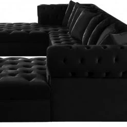 Meridian Furniture Living Room Presley 3 Piece Velvet Sectional