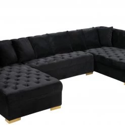Meridian Furniture Living Room Presley 3 Piece Velvet Sectional