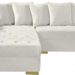 Meridian Furniture Living Room Presley 3 Piece Velvet Sectional