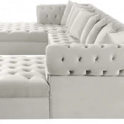 Meridian Furniture Living Room Presley 3 Piece Velvet Sectional