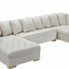 Meridian Furniture Living Room Presley 3 Piece Velvet Sectional