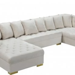 Meridian Furniture Living Room Presley 3 Piece Velvet Sectional
