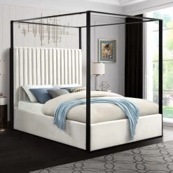 Meridian Furniture Jax Velvet Bed Beds & Headboards