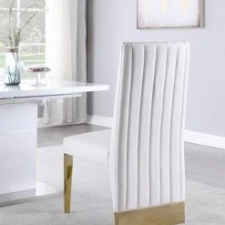 Meridian Furniture Dining Room Porsha Faux Leather Dining Chair Set Of 2