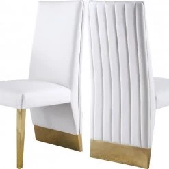 Meridian Furniture Dining Room Porsha Faux Leather Dining Chair Set Of 2