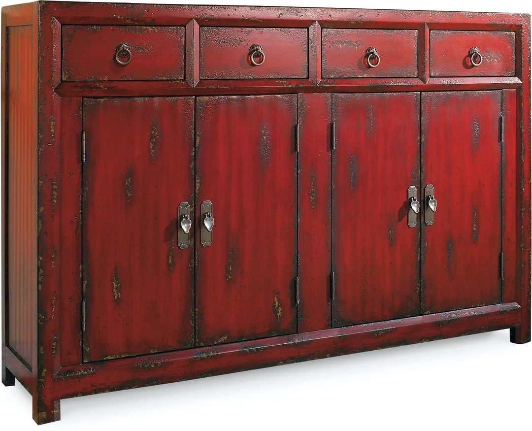 Living Room Hooker Furniture - 58'' Red Asian Cabinet